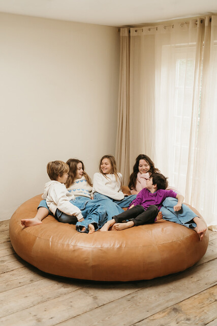 1970's xxl leather pouf .. in very good vintage condition ..