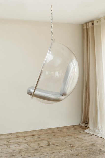 chrome and plexiglass bubble chair ...