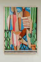 contemporary neocubist painting ... oil on wood ...