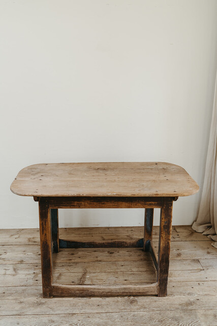 Swedish pine kitchen table ... rests of old blue paint ...