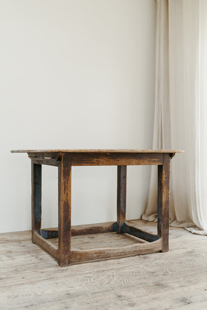 Swedish pine kitchen table ... rests of old blue paint ...