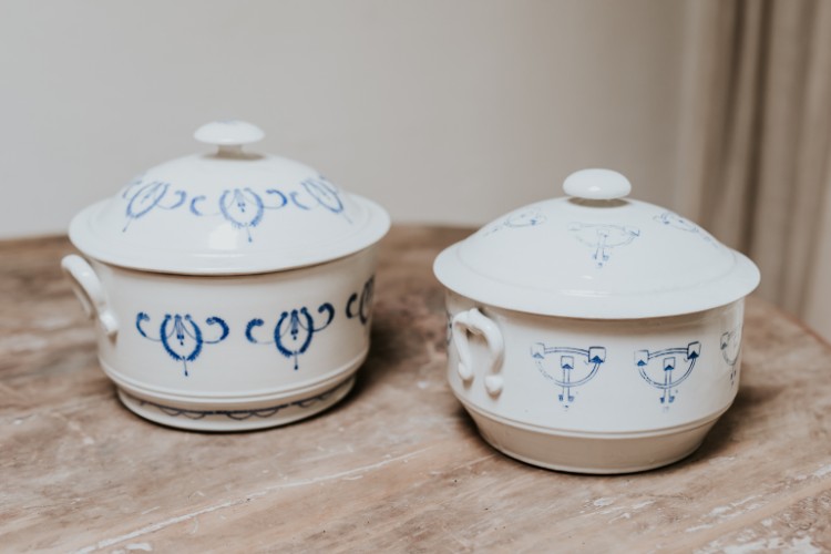 2 French 19th century soup terrines for blue and white lovers 