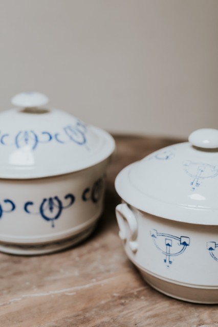 2 French 19th century soup terrines for blue and white lovers 