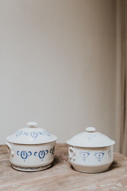 2 French 19th century soup terrines for blue and white lovers 