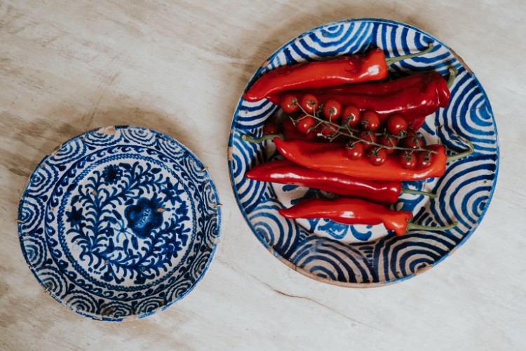 blue and white ... and some red ... 