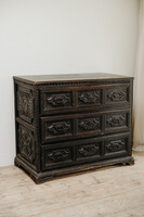 18th century Spanish genuine ebonised pinewood chest of drawers ...