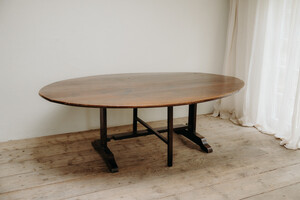 19e eeuwse Franse dennenhouten xl ovale tafel ...