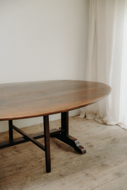 19e eeuwse Franse dennenhouten xl ovale tafel ...