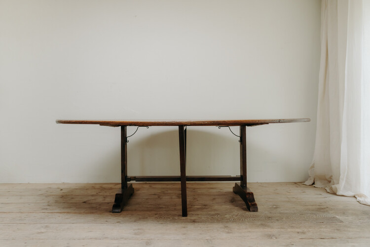 19e eeuwse Franse dennenhouten xl ovale tafel ...