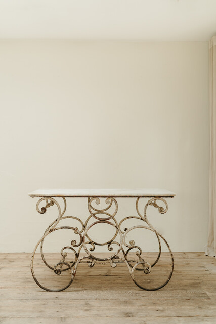 19th century French marbletopped iron garden table ...