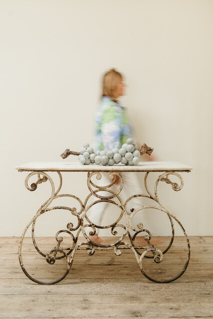 19th century French marbletopped iron garden table ...