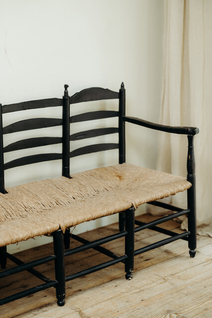 19th century Spanish bench wicker seat..