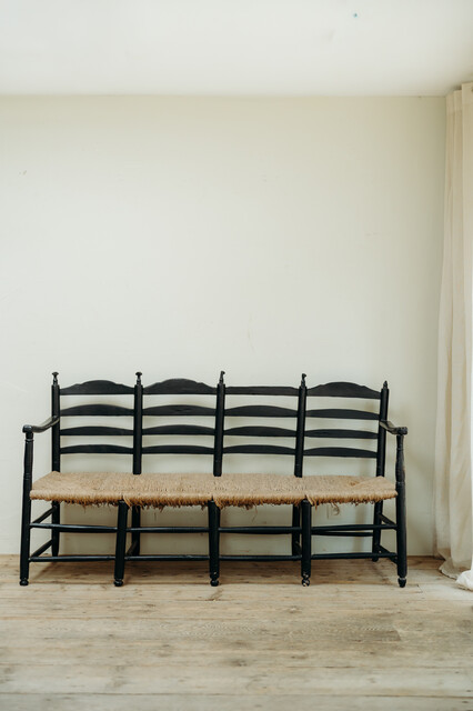 19th century Spanish bench wicker seat..