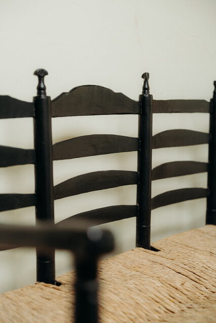 19th century Spanish bench wicker seat..