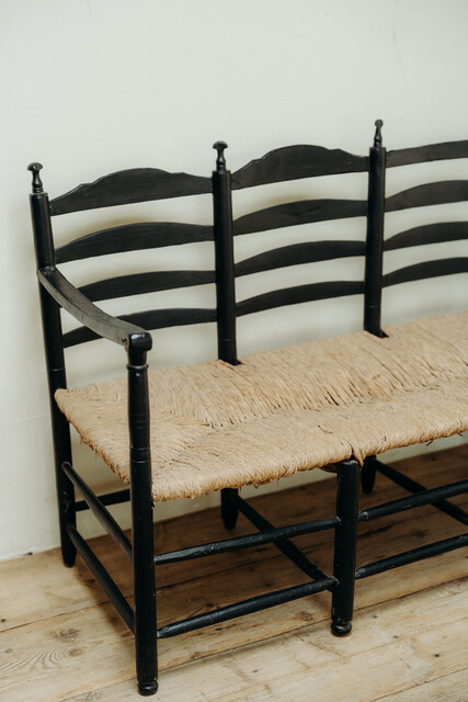 19th century Spanish bench wicker seat..