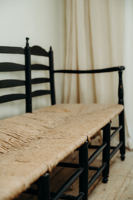 19th century Spanish bench wicker seat..