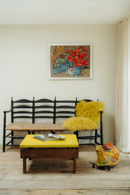 19th century Spanish bench wicker seat..