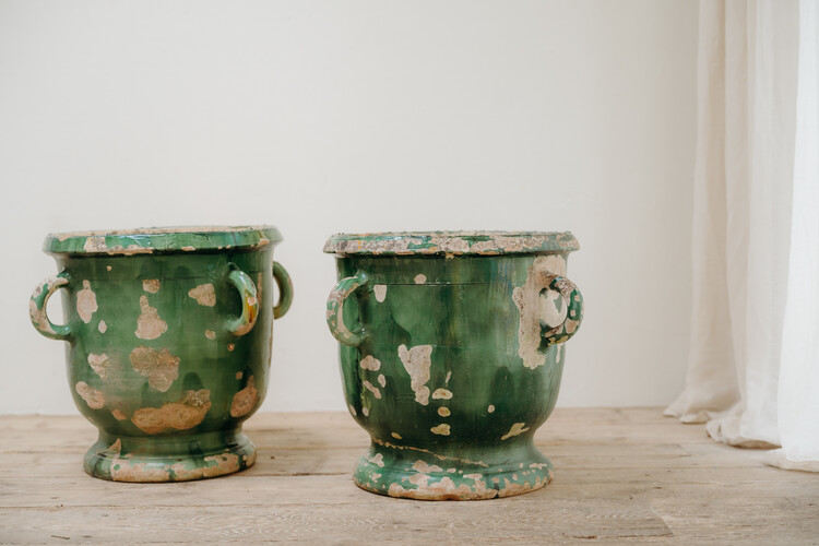 2 xl greenglazed terracotta Castelnaudary planters ...
