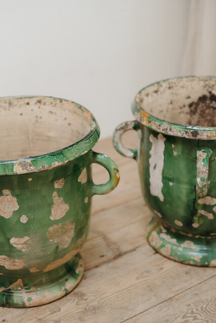 2 xl greenglazed terracotta Castelnaudary planters ...
