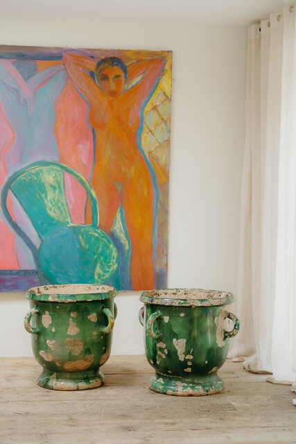 2 xl greenglazed terracotta Castelnaudary planters ...