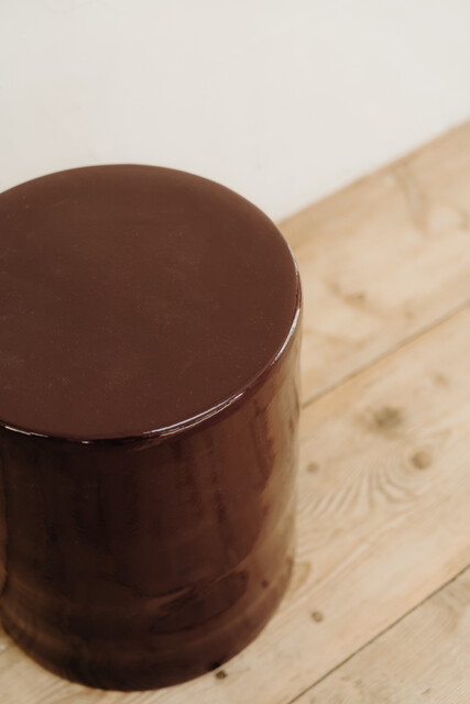 aubergine ceramic side tables/stools ...