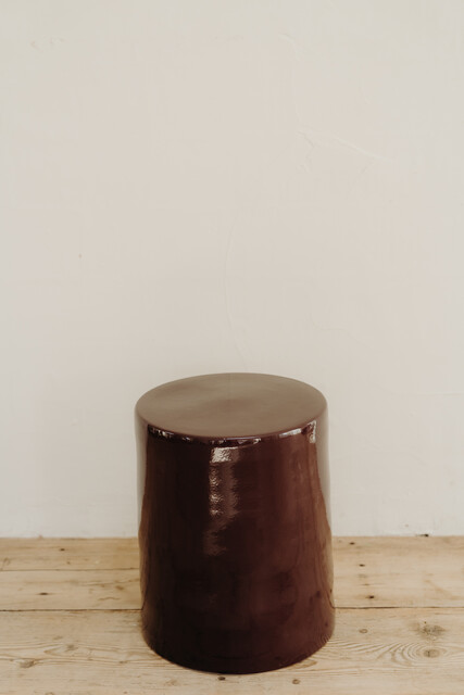 aubergine ceramic side tables/stools ...