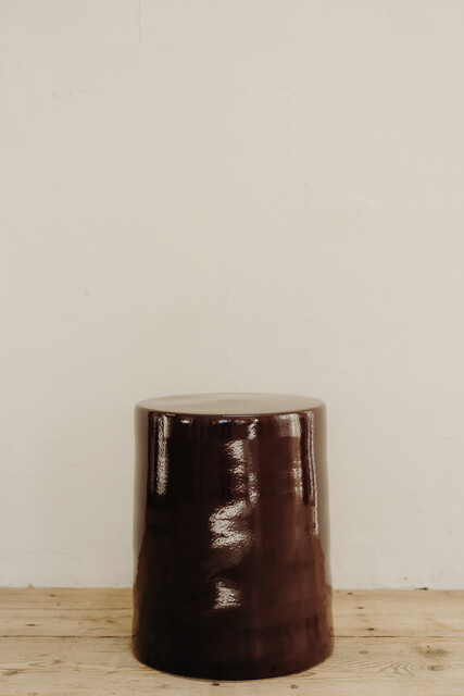 aubergine ceramic side tables/stools ...