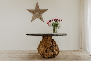 belgian slate top on chestnut root ...