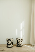 black and white glazed ceramic sidetables/stools ... 