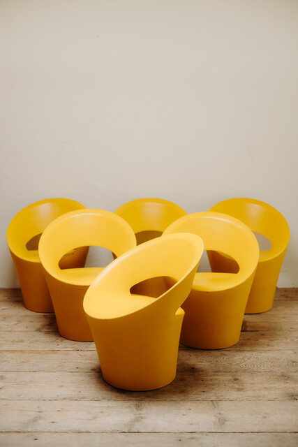 colorful set of Bruno Houssin vintage chairs ...