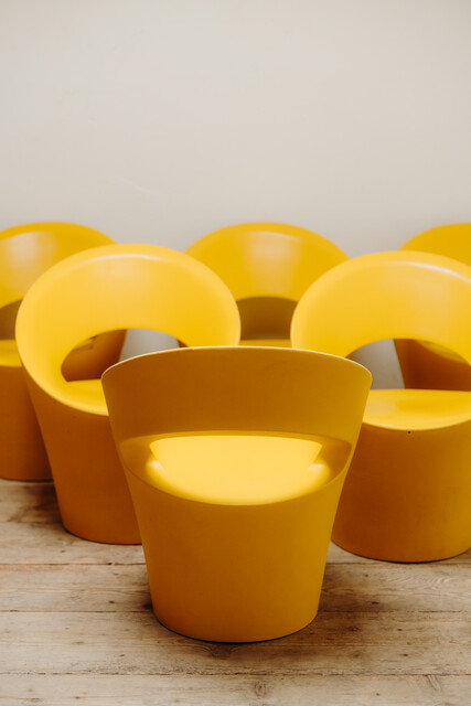 colorful set of Bruno Houssin vintage chairs ...