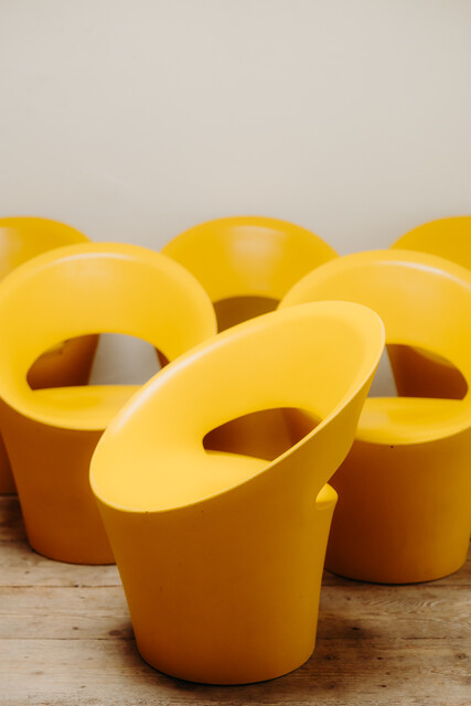 colorful set of Bruno Houssin vintage chairs ...