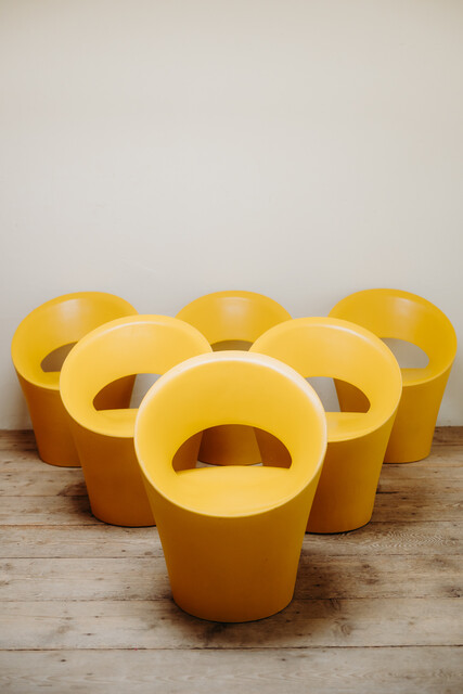 colorful set of Bruno Houssin vintage chairs ...