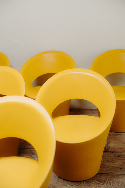 colorful set of Bruno Houssin vintage chairs ...