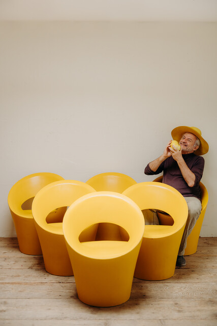 colorful set of Bruno Houssin vintage chairs ...