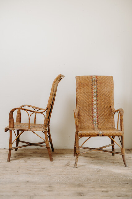 elegant pair of French vintage rattan chairs ...