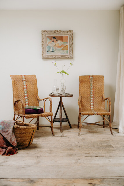 elegant pair of French vintage rattan chairs ...