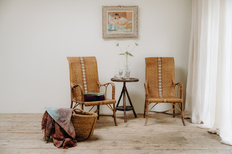 elegant pair of French vintage rattan chairs ...