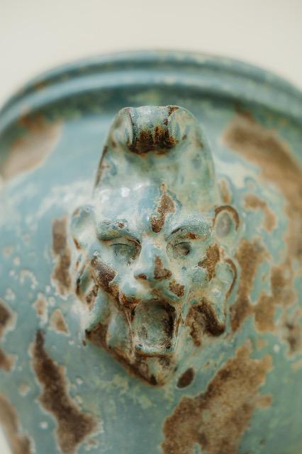 Enameled castiron vase de Rouen .. sublime color ! 