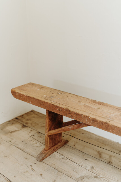extra large Swedish bench... rests of old red paint ...