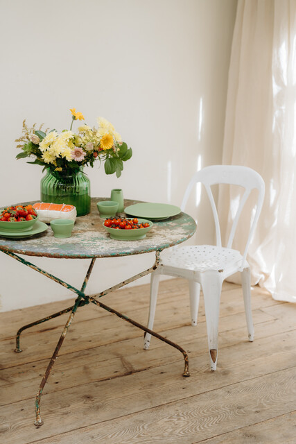 French iron garden table ... lovely worn patina ...