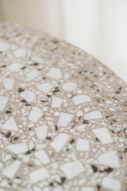 French mosaic inlaid stone table on iron base ...