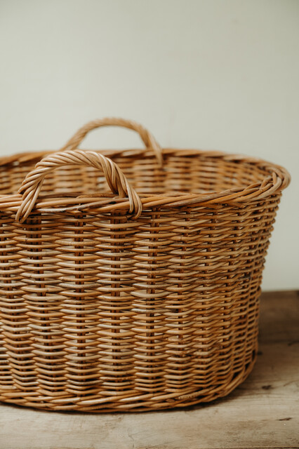 French wicker laundry basket ..