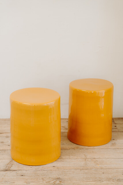 glazed ceramic sidetables/stools ...