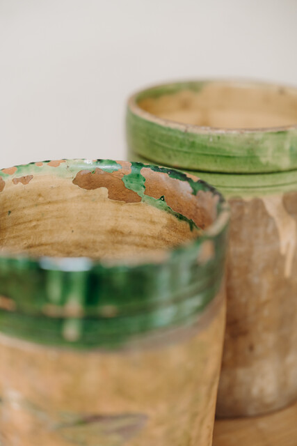 greenglazed terracotta vase/urn ... one sold ...