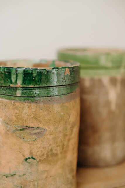 greenglazed terracotta vase/urn ... one sold ...