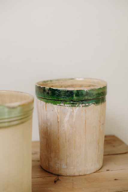 Italian greenglazed terra cotta vase/urn/jar... one sold ..