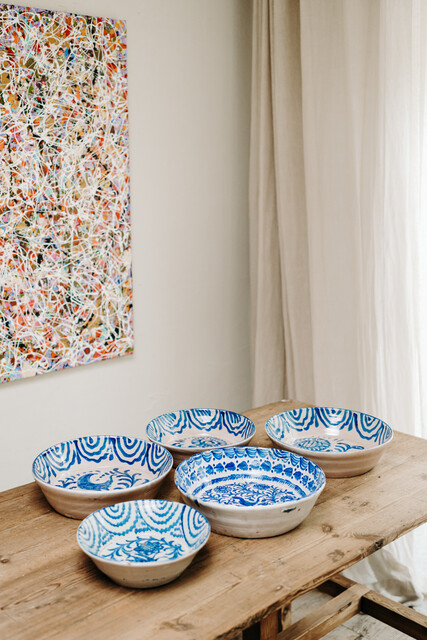 lot of Spanish Fajalauza ceramics bowls...