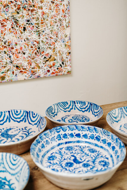 lot of Spanish Fajalauza ceramics bowls...