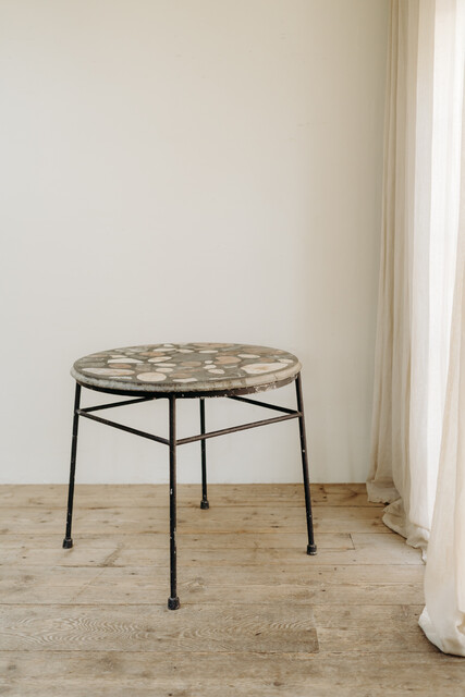 marbletopped iron table ... can be used indoors or outdoors...